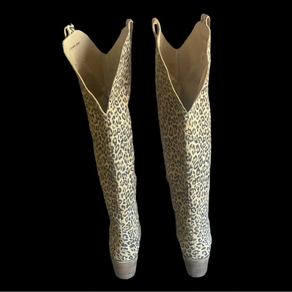Gianni Bini Leopard-Print Over-the-Knee Western Boots